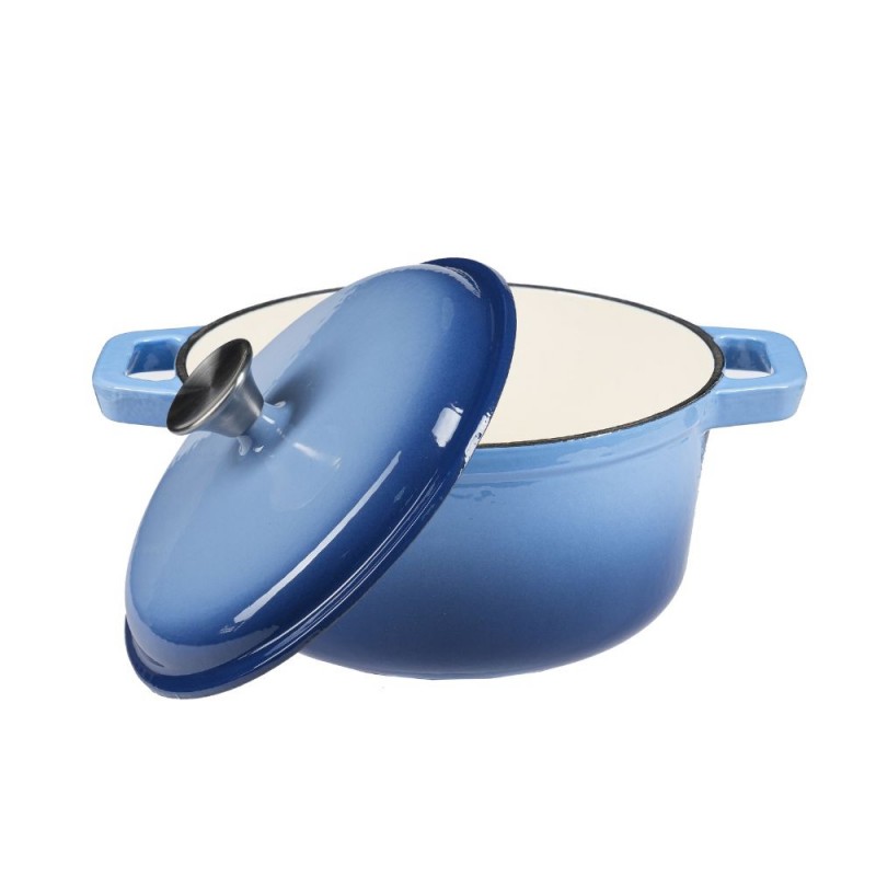 Zománcozott öntöttvas edény, kék, Ф24 - Öntöttvas edény