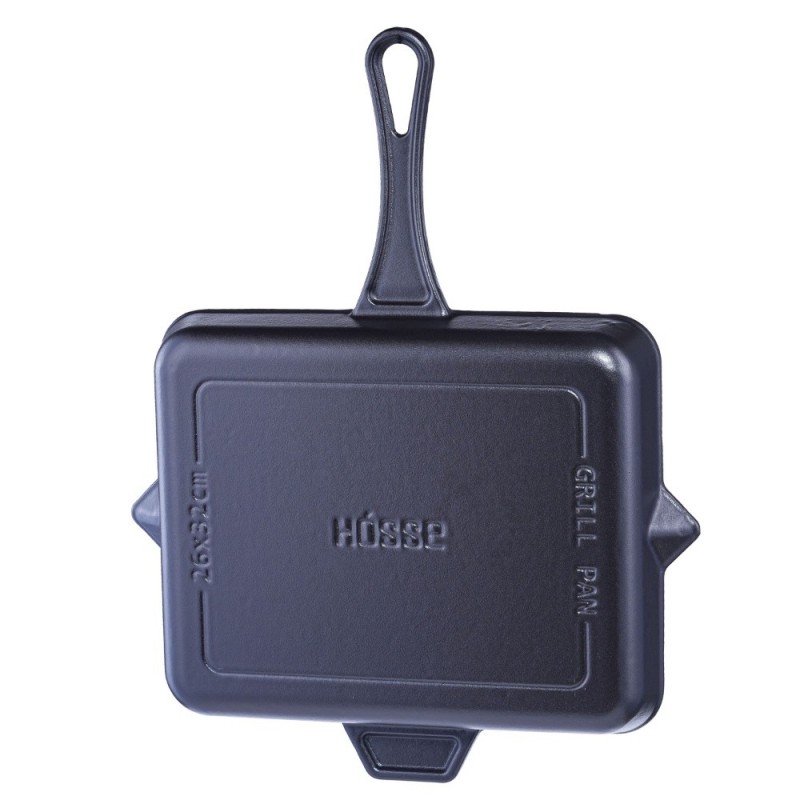 Zománcozott öntöttvas grill serpenyő Hosse, Black Onyx, 26x32cm | Öntöttvas grill serpenyő | Öntöttvas serpenyő |