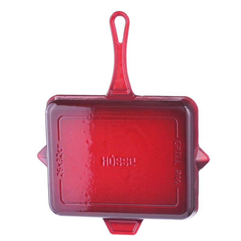 Zománcozott öntöttvas grill serpenyő Hosse, Rubin, 26x32cm | Öntöttvas grill serpenyő | Öntöttvas serpenyő |